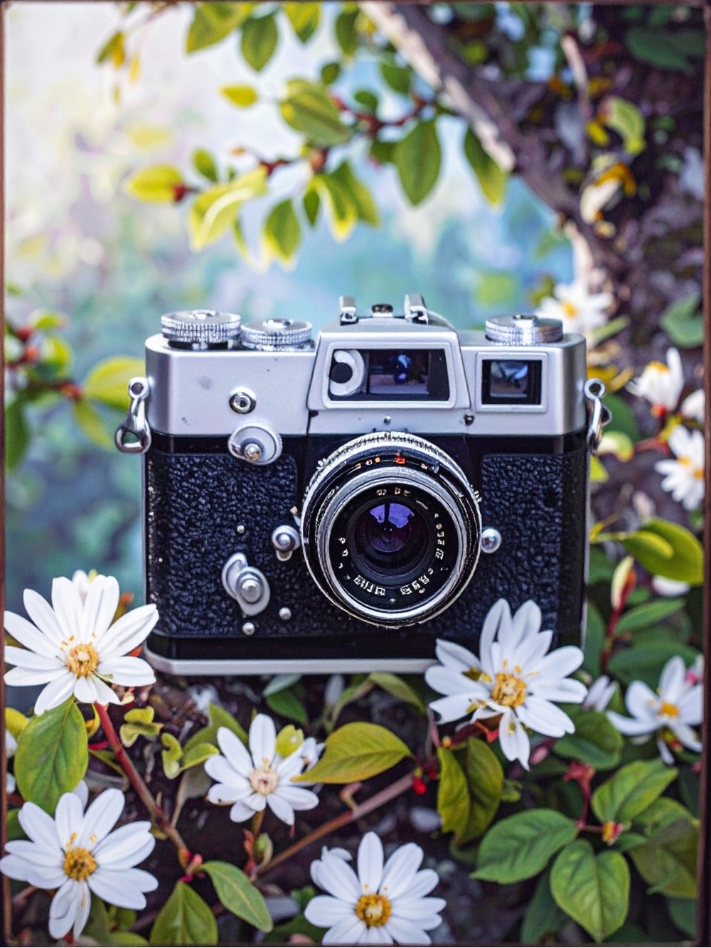 Classic Black and Silver Camera Art Print - Home Wall Decor